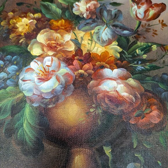 Signed StIll Life Oil Painting with Original Gold Frame and Backing - Picture 3 of 15